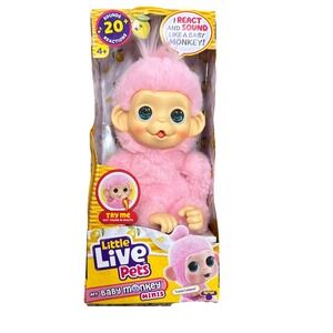 Little Live Pets My Baby Monkey Mini Pink LUNA LEMON Interactive 20+ Sounds